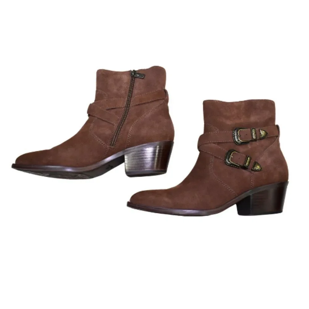 Patricia Nash Sandra Brown Suede Ankle Booties Western Cowgirl Boots Sz 9